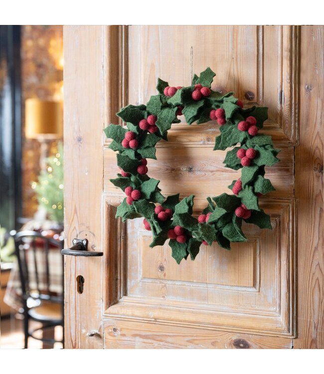 SJAAL MET VERHAAL  •• Kerstkrans Holly Berry