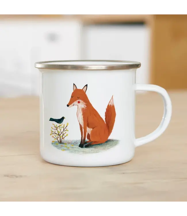 Illu-ster •• Emaille mok | vos en merel