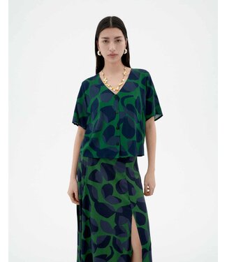 THINKING MU •• Libelula  Blouse | Dark Leaf