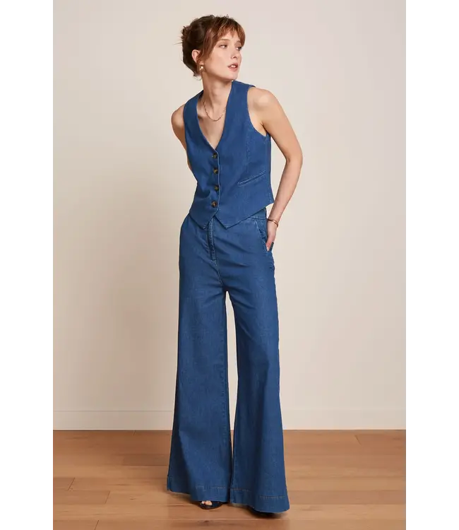 KING LOUIE •• Bianca Gilet Chambray | Denim Blue