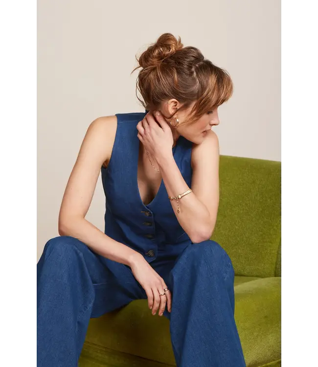 KING LOUIE •• Bianca Gilet Chambray | Denim Blue