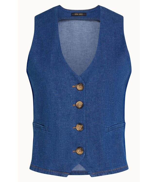 KING LOUIE •• Bianca Gilet Chambray | Denim Blue