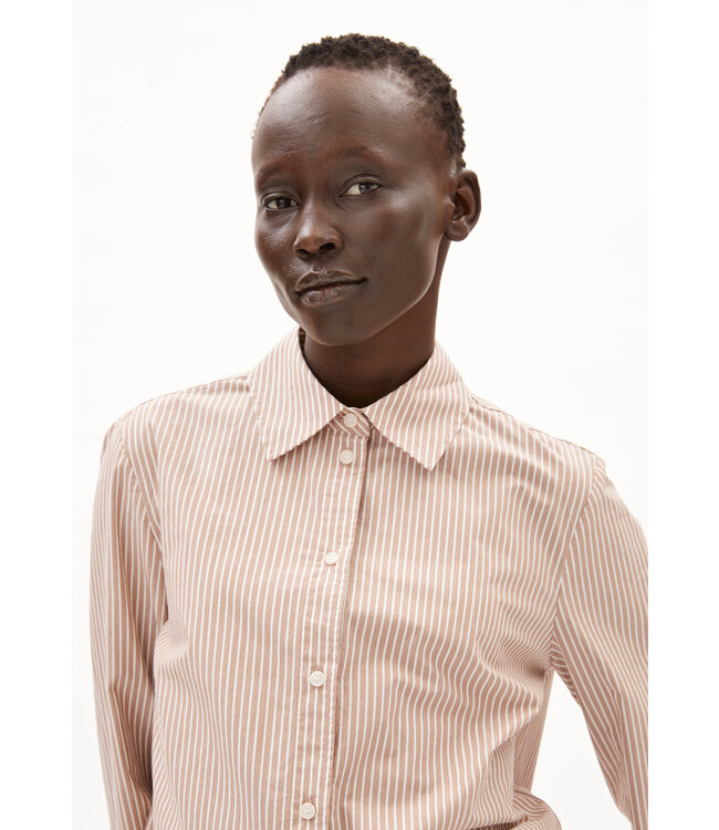 ARMEDANGELS •• LOUILAA STRIPED | Pale Umber - Light Oatmilk