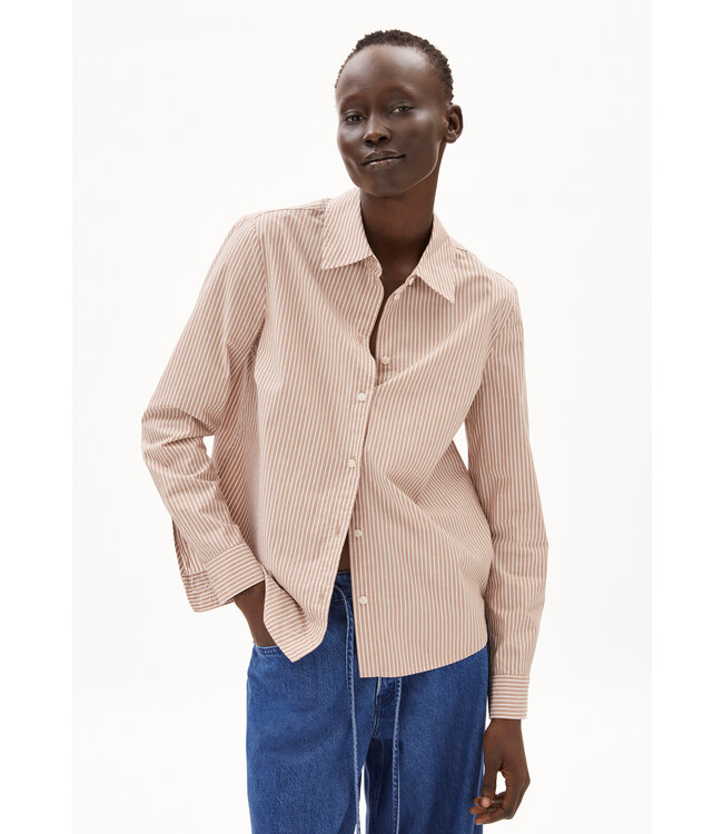 ARMEDANGELS •• LOUILAA STRIPED | Pale Umber - Light Oatmilk