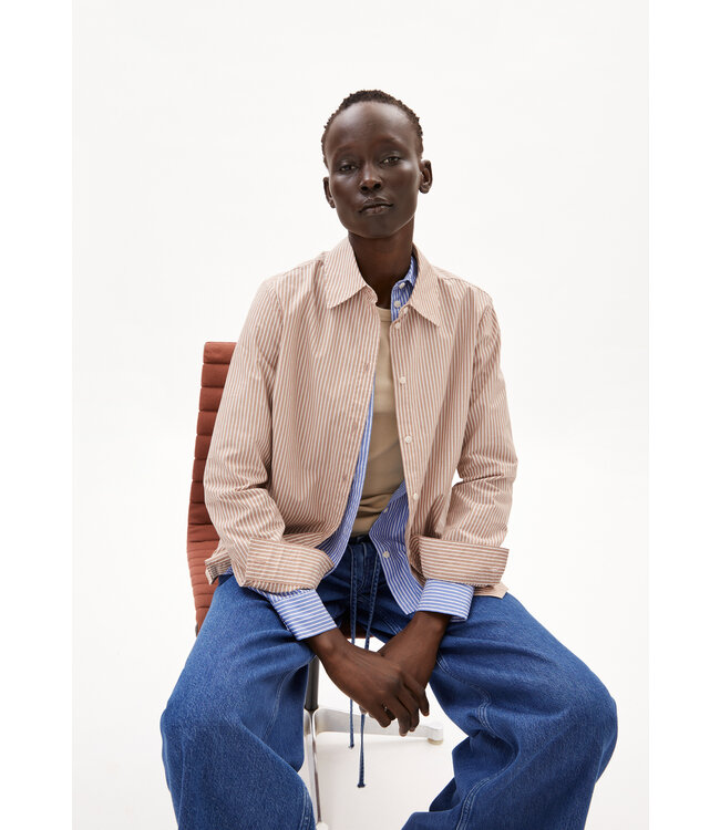 ARMEDANGELS •• LOUILAA STRIPED | Pale Umber - Light Oatmilk