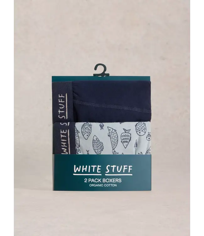 WHITE STUFF •• 2-pack Boxers  | Navy Multi | Plain Print