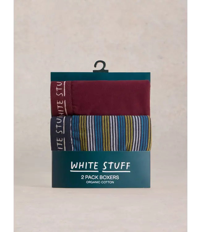 WHITE STUFF •• 2-pack Boxers  | Plum Multi | Plain Print