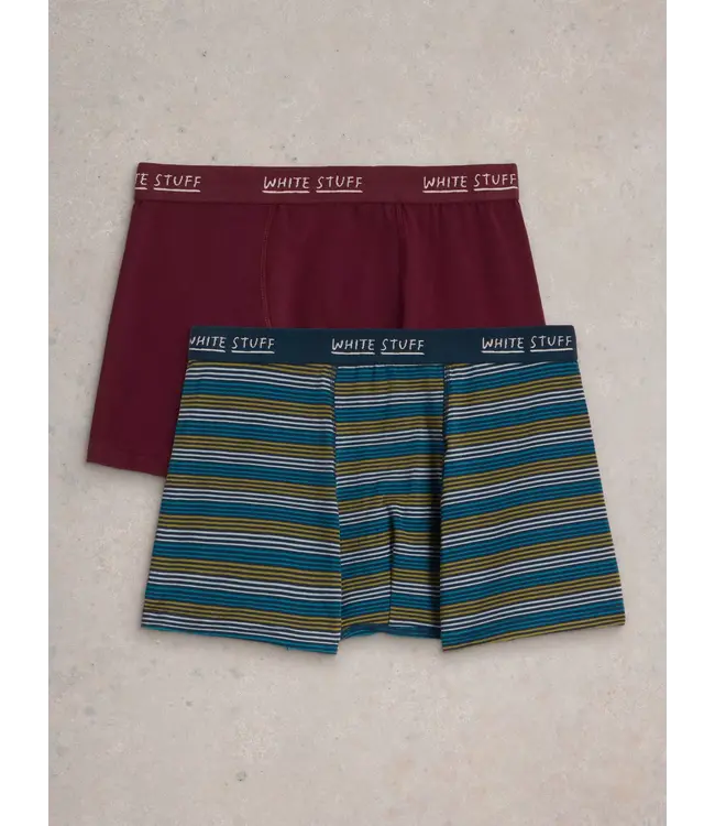 WHITE STUFF •• 2-pack Boxers  | Plum Multi | Plain Print