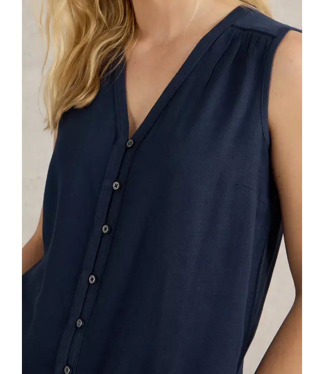 WHITE STUFF •• DELILAH BUTTON TOP | Dark Navy