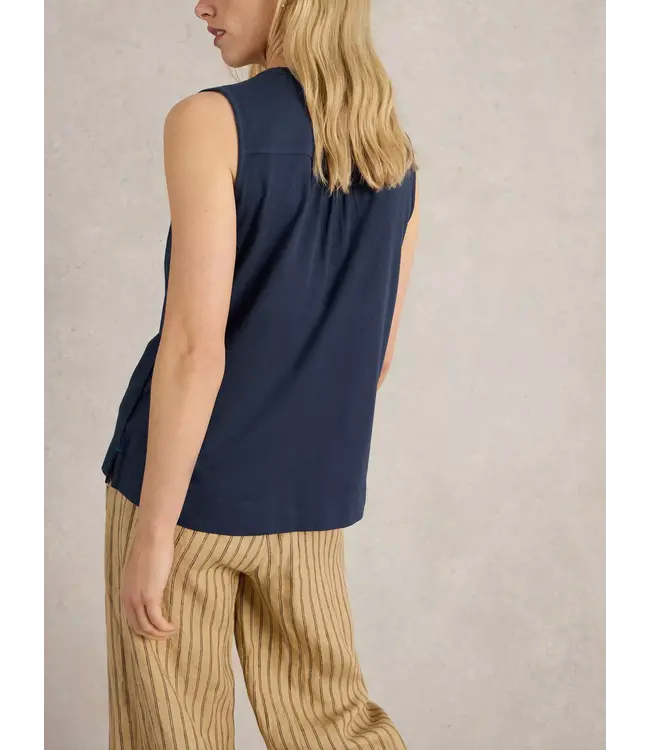 WHITE STUFF •• DELILAH BUTTON TOP | Dark Navy