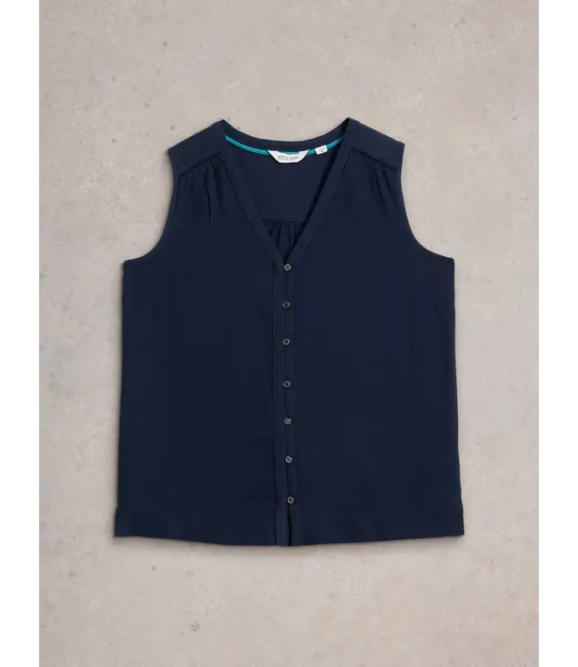 WHITE STUFF •• DELILAH BUTTON TOP | Dark Navy