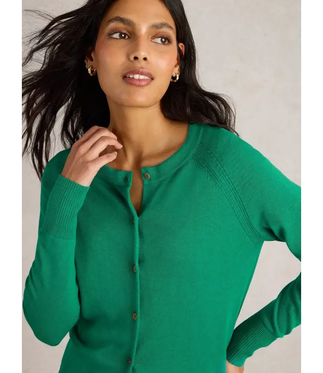 WHITE STUFF •• Lulu Crew Neck Cardi | Bright Green