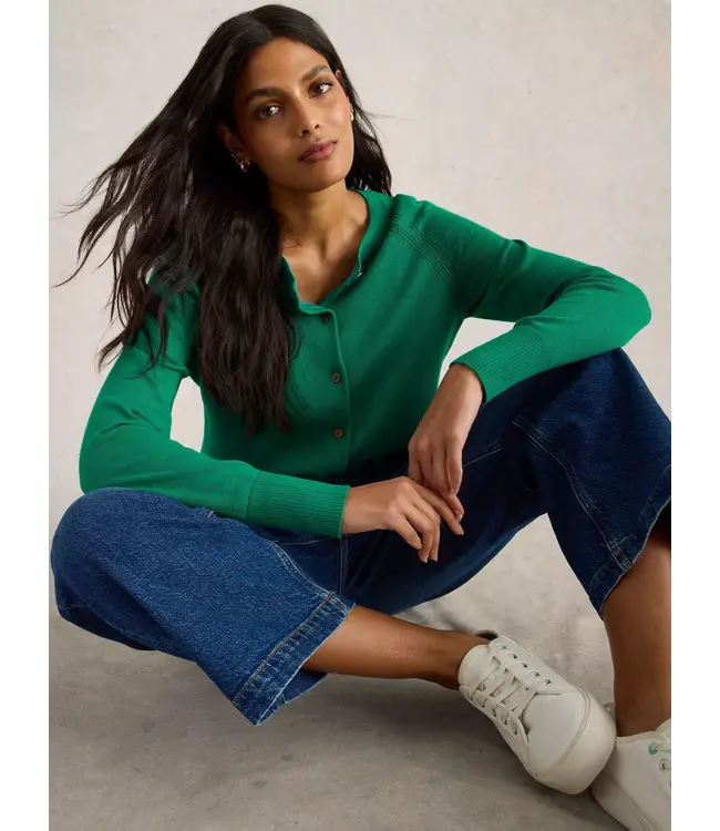 WHITE STUFF •• Lulu Crew Neck Cardi | Bright Green