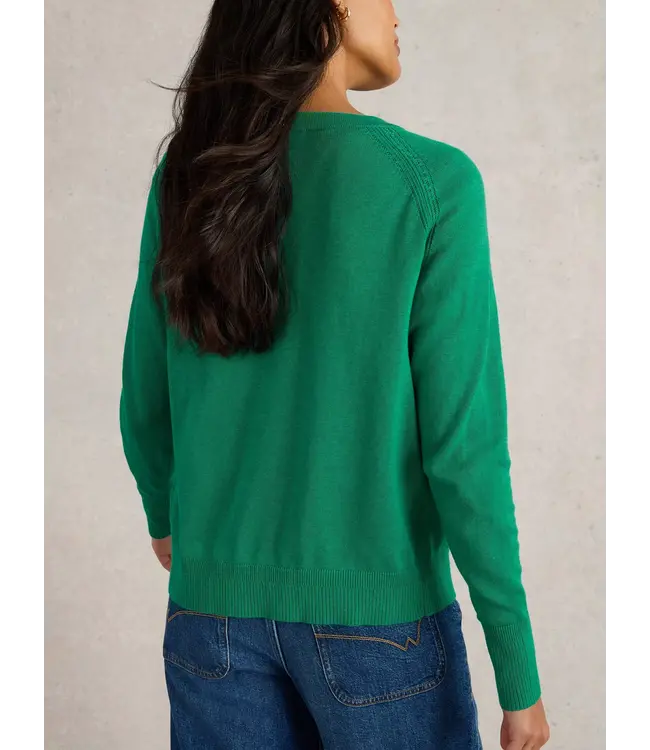 WHITE STUFF •• Lulu Crew Neck Cardi | Bright Green