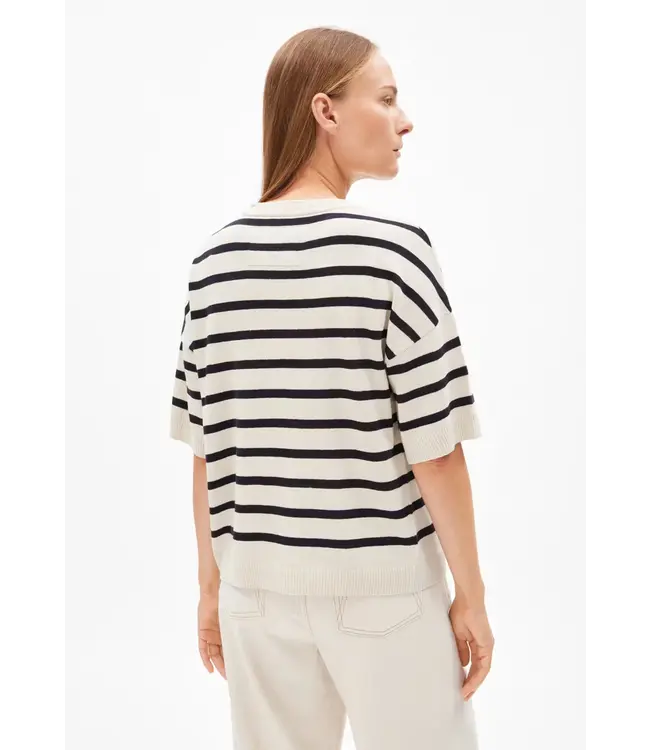 ARMEDANGELS •• Shirt LIZAA LINO STRIPES | raw white-night sky