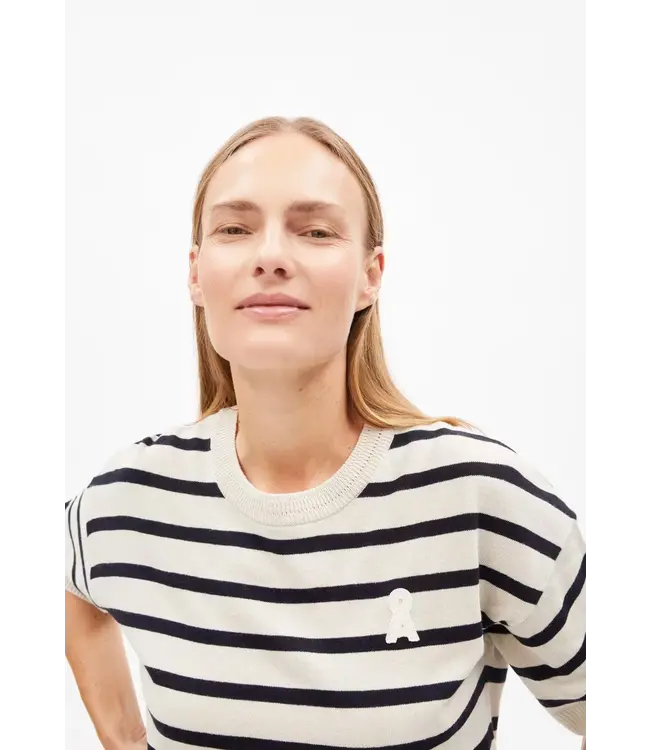 ARMEDANGELS •• Shirt LIZAA LINO STRIPES | raw white-night sky