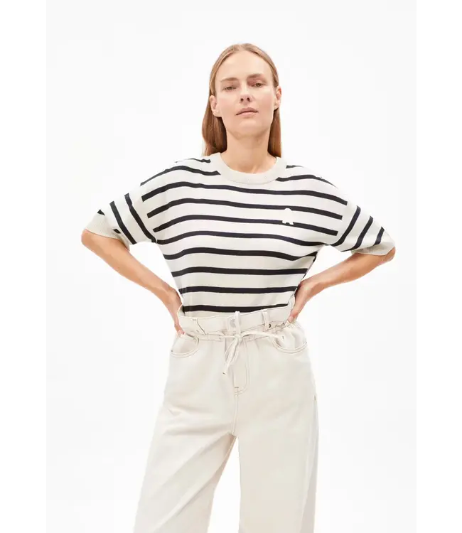 ARMEDANGELS •• Shirt LIZAA LINO STRIPES | raw white-night sky