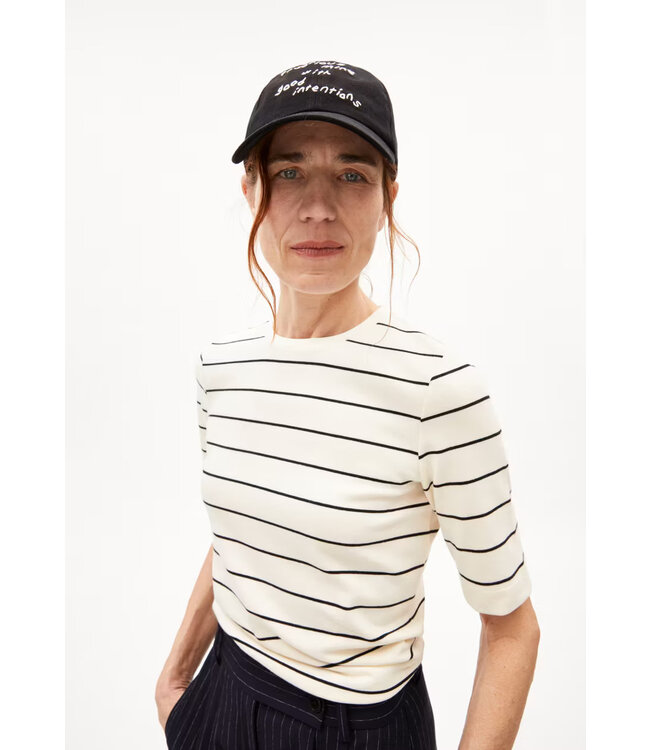 ARMEDANGELS •• Shirt JAANISARA Fine Stripe | oatmilk-black