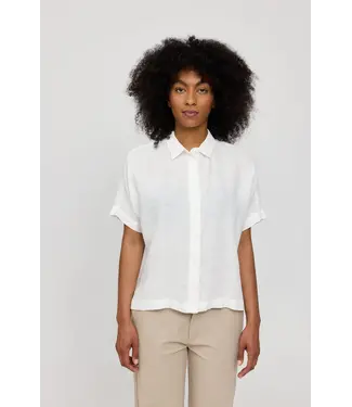 MAZINE •• Short Sleeve Linen Shirt | Bright white