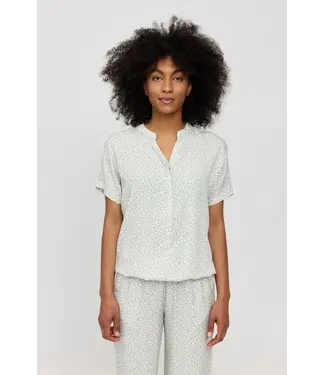 MAZINE •• Printed V-neck Blouse | Misty Jade Printed