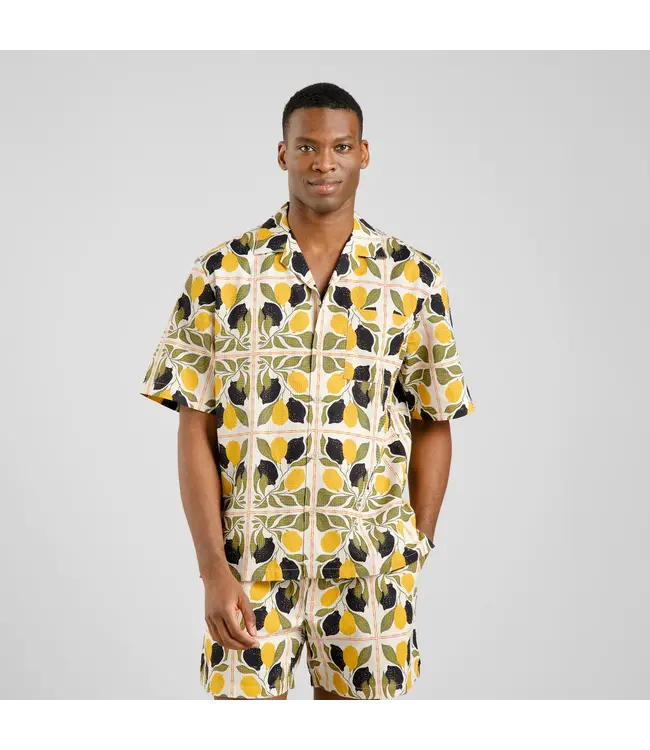 DEDICATED. •• Shirt Marstrand Lemon Tiles | Oat White