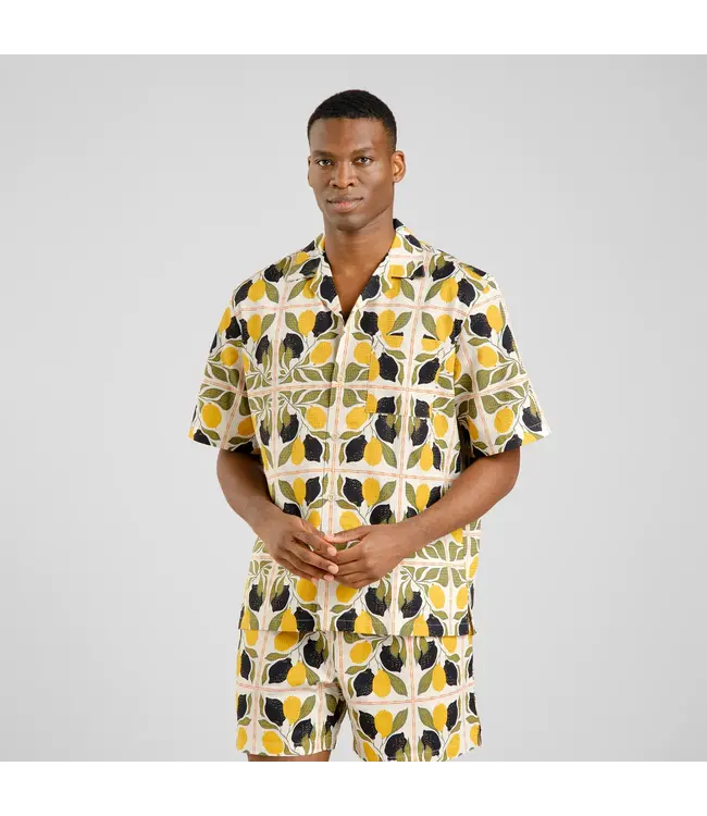 DEDICATED. •• Shirt Marstrand Lemon Tiles | Oat White