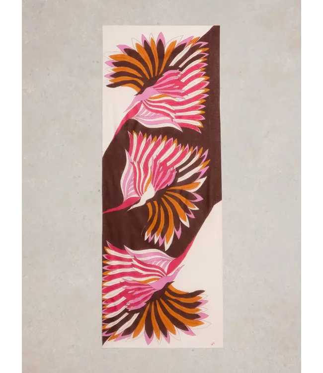WHITE STUFF •• Sundance Bird Printed Scarf | Ivory Multi