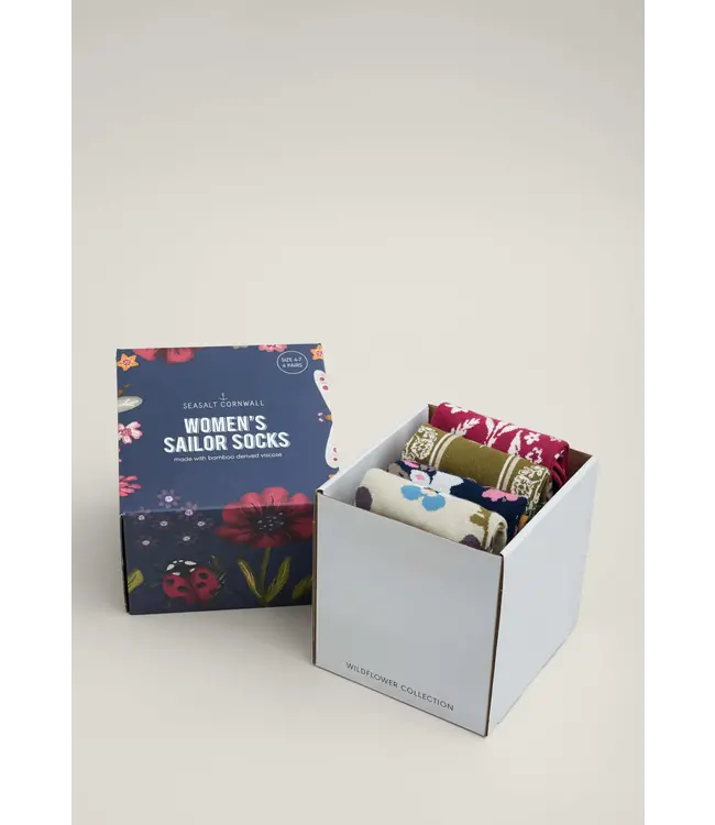 SEASALT CORNWALL •• Womens Sailor Socks Box of 4 | pink fair