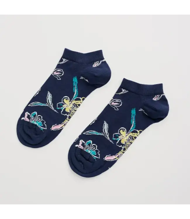SEASALT CORNWALL •• Womens Arty Trainer Socks | Linear Floral Night