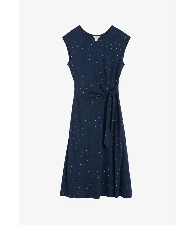 SEASALT CORNWALL •• Fettling Jersey Tie Detail Midi Dress | Dotty Speckle Maritime