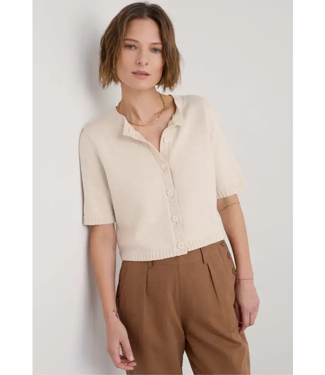 SEASALT CORNWALL •• Gillan Creek Short Sleeve Cardigan | Chalk