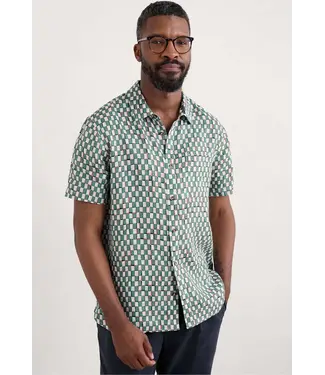 SEASALT CORNWALL •• Men's Blue Heron Short Sleeve Shirt | Table Check Mineral