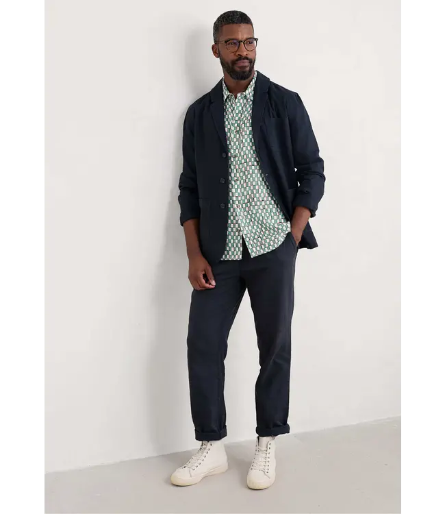 SEASALT CORNWALL •• Men's Blue Heron Short Sleeve Shirt | Table Check Mineral