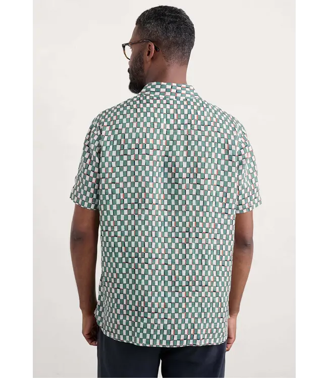 SEASALT CORNWALL •• Men's Blue Heron Short Sleeve Shirt | Table Check Mineral