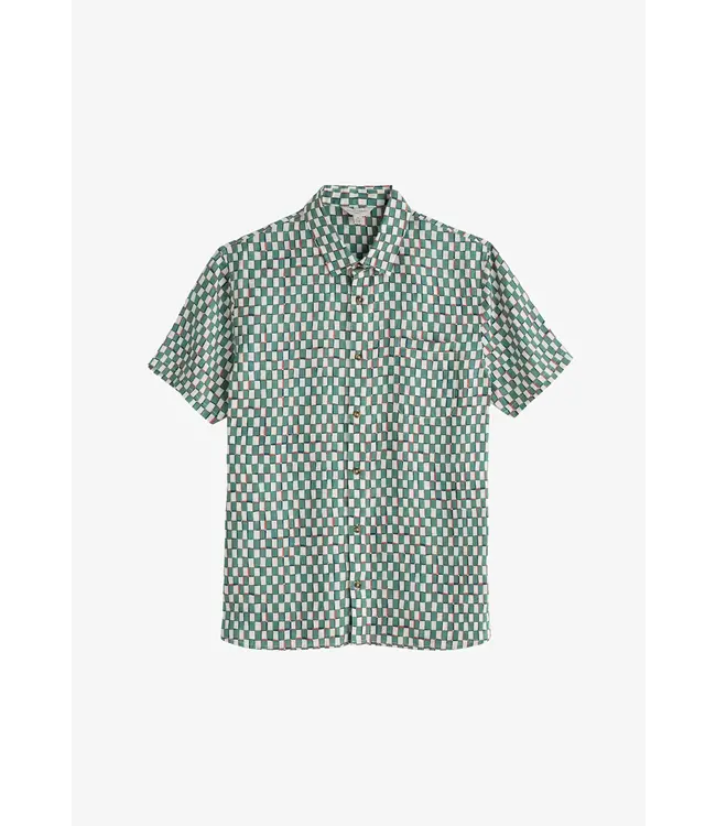 SEASALT CORNWALL •• Men's Blue Heron Short Sleeve Shirt | Table Check Mineral