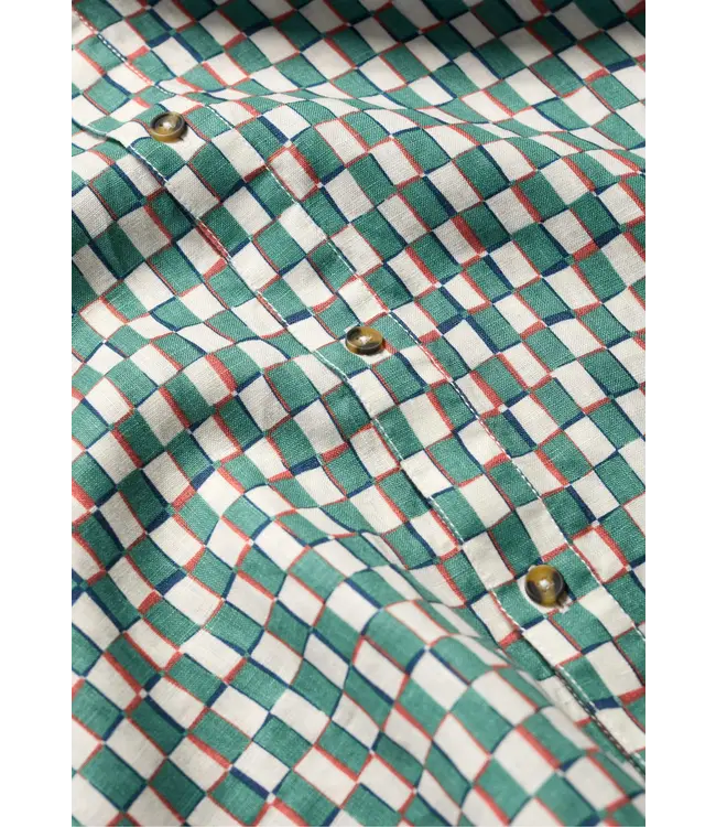 SEASALT CORNWALL •• Men's Blue Heron Short Sleeve Shirt | Table Check Mineral