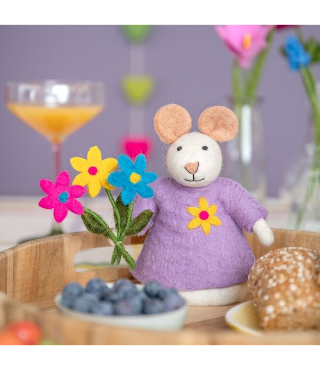 SJAAL MET VERHAAL  •• Decoratie Muis Bloemenmuis