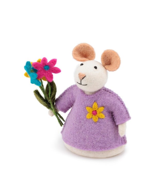 SJAAL MET VERHAAL  •• Decoratie Muis Bloemenmuis