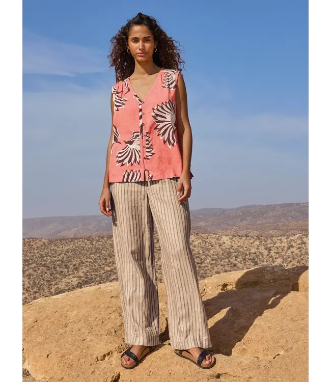 WHITE STUFF •• Belle Linen Wide Leg Trouser | Natural Multi