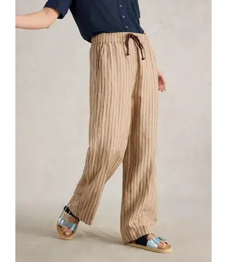 WHITE STUFF •• Belle Linen Wide Leg Trouser | Natural Multi