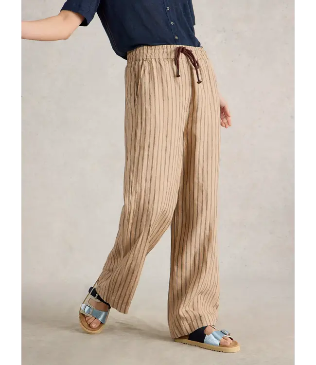 WHITE STUFF •• Belle Linen Wide Leg Trouser | Natural Multi