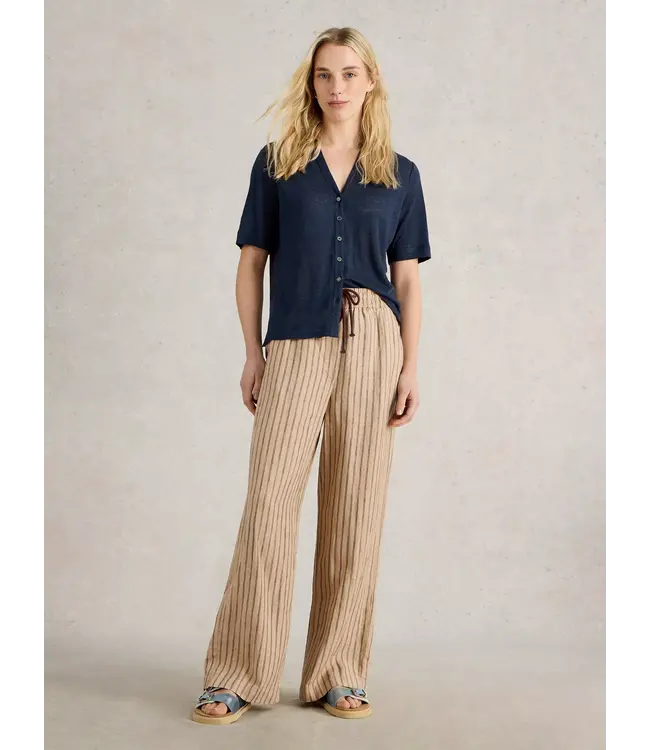 WHITE STUFF •• Belle Linen Wide Leg Trouser | Natural Multi