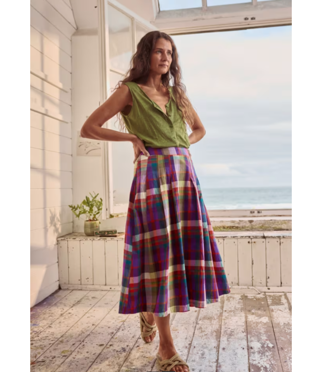 SEASALT CORNWALL •• Jamboree Chambray Midi Skirt | Florabunda Multi Damson