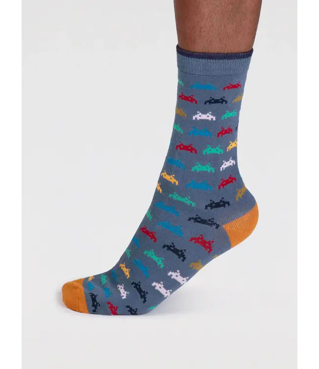 THOUGHT  •• Heren sokken Lucas Bamboo Arcade Socks | Misty Blue