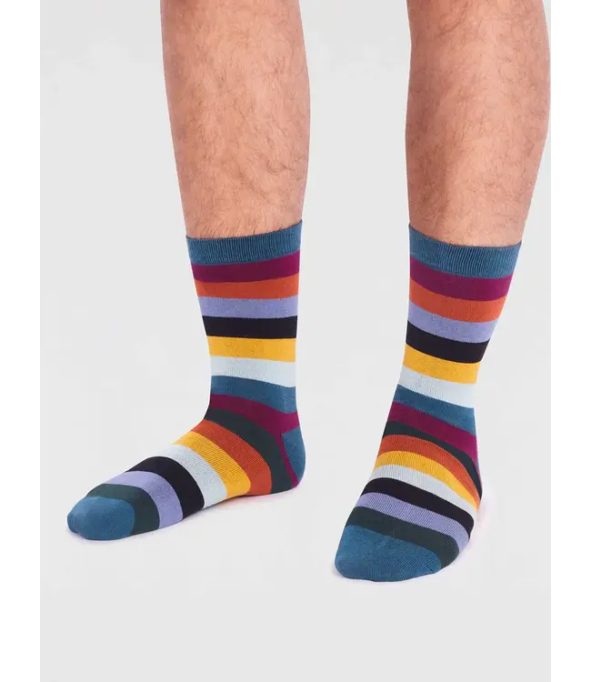 THOUGHT  •• Heren sokken Jase Bamboo Stripe Socks - Teal Blue