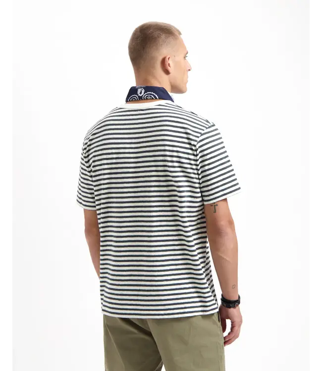 KUYICHI •• Liam Striped T-shirt | Woodland Grey - Off White