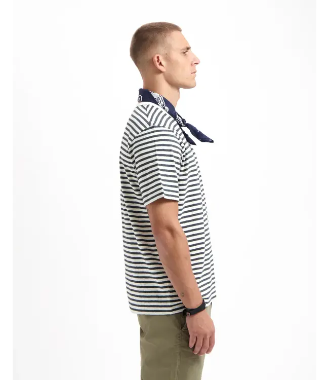 KUYICHI •• Liam Striped T-shirt | Woodland Grey - Off White