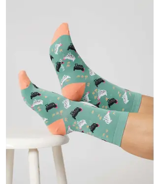 THOUGHT  •• Dames Chicken Organic Cotton Socks | Pine Green