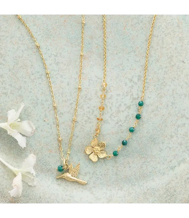 A BEAUTIFUL STORY •• Truthful Aventurijn Citrien Vergulde Ketting