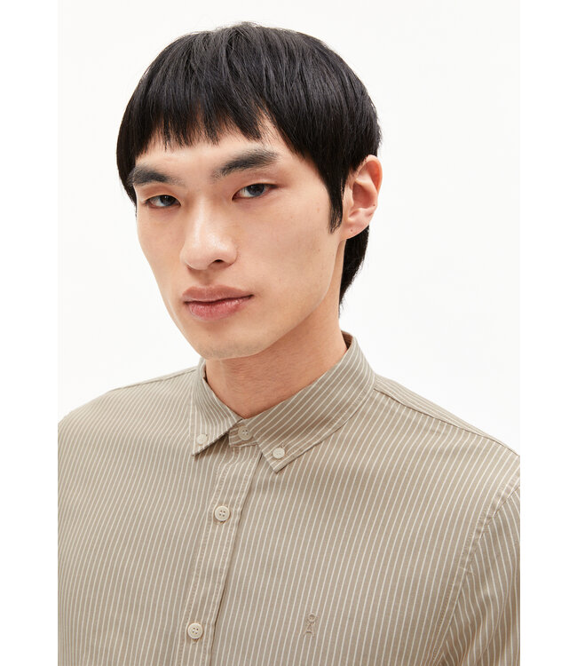 ARMEDANGELS •• Blouse QUAASA STRIPES | Light Sage-Oatmilk